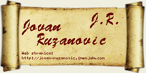 Jovan Ružanović vizit kartica